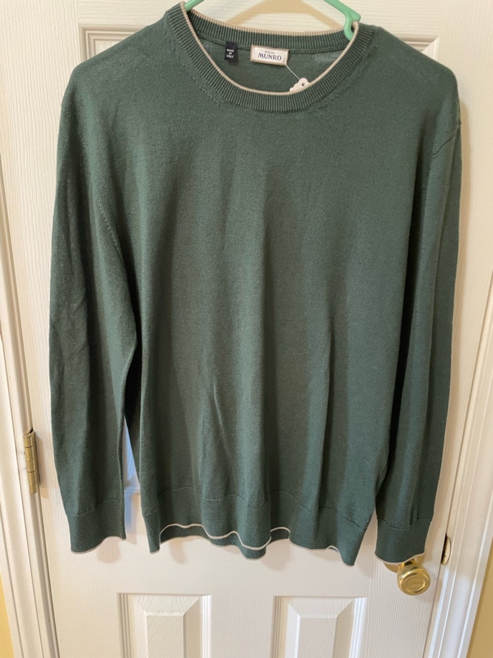 Men’s Atelier Munro 100% Wool Sweater Italy Green Custom 🇮🇹 Medium